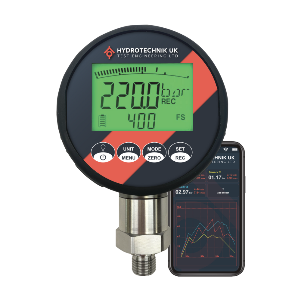 Hydrotechnik WLB-DDPG, Bluetooth Digital Datalogging Pressure Gauge, 0 to 160 Bar