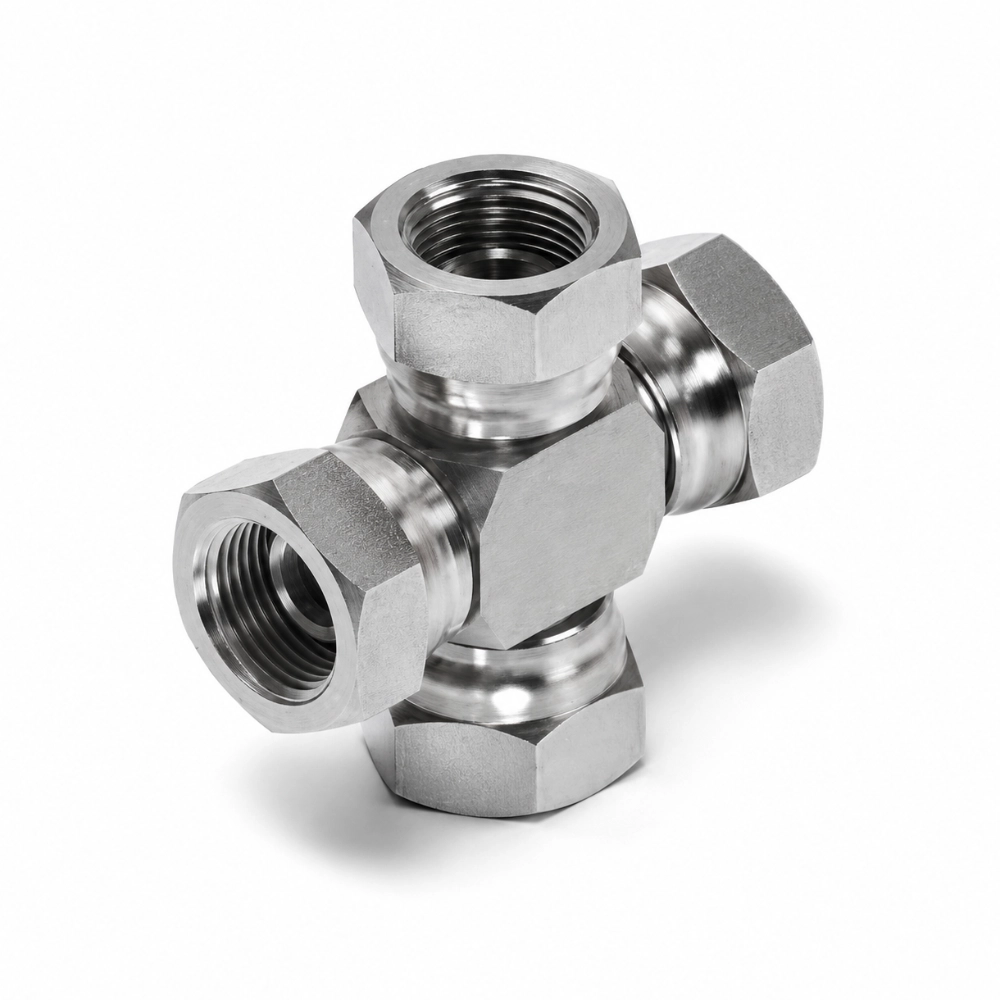 1/8" BSP Female Swivel Cross Hydraulic Adaptor
