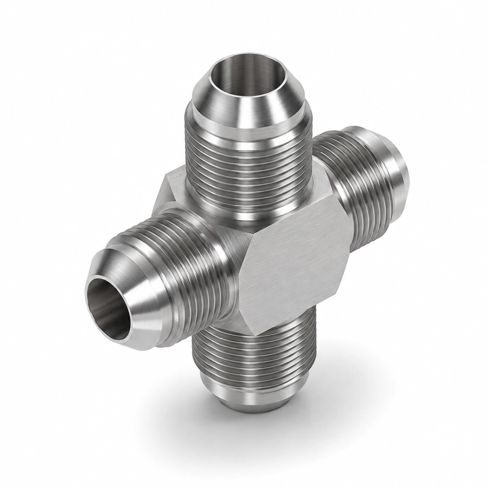 7/16" JIC Male Cross Hydraulic Adaptor