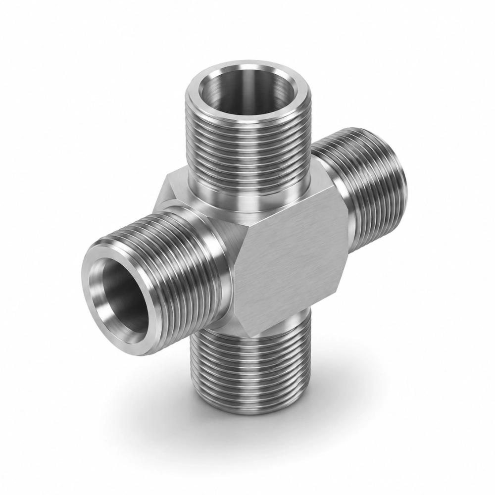 1/4" NPTF Male Cross Hydraulic Adaptor