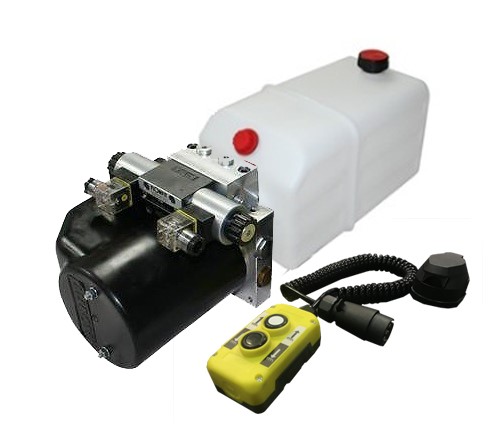 Flowfit 24V DC Double Acting Hydraulic Power pack, 8L Tank, Pendent & Coiled Cable