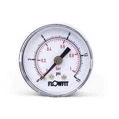40mm Dry/Pneumatic pressure gauge 0-15 PSI (1 BAR) 1/8 bspt rear entry