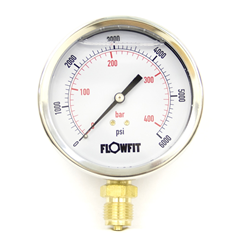 100mm Glycerine filled hydraulic pressure gauge -30 HG (-1 BAR) 1/2 bsp bottom entry