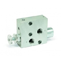Hydraulic 3 port flow control valve excess to tank flangeable on donfoss motor, TYPE-RFP3 1/2 OMP/OMR BSP ports