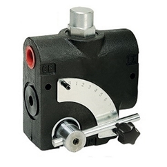Flowfit 3 port Adjustable flow control valve c/w Relief valve, 1/2 BSP ports