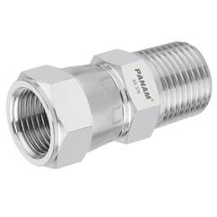Stainless Steel Female Swivel Connector, Male BSPT x Female UNF, BSPT 1/8'' x 7/16'' - 20 UNF