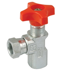 LHA Angled Isolator Needle Valve, 1/4 Female Thread Fixed BSPP x Female Thread Swivel BSPP, Outside Diameter of Stem in Millimetres: M15 x 1