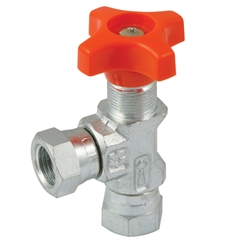 LHA Angled Isolator Needle Valve, 1/4 Female Thread Swivel BSPP x Female Thread Swivel BSPP, Outside Diameter of Stem in Millimetres: M15 x 1
