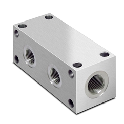 Oleorama Hydraulic Parallel Scheme Manifold, 2 Station, 1/4 BSP inlet ports 1/8 Service ports, Alu