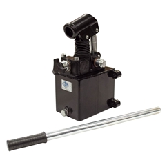 GL Hydraulic single acting Hand Pump assembly 6 cc with release knob, pressure relief valve 500 Bar rated, 1 litre steel tank and 600mm handlever