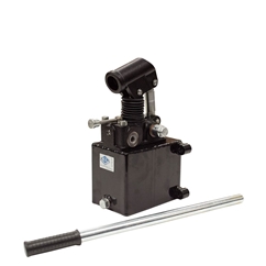 GL Hydraulic double acting Hand Pump assembly 6 cc with double acting changeover valve, pressure relief valve 500 Bar rated, 1 Litre steel tank and 600mm handlever