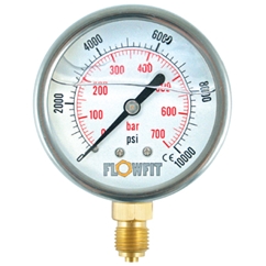 100mm Glycerine filled hydraulic pressure gauge -30 HG (-1 BAR) 1/2 BSP BASE Entry