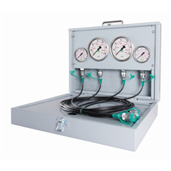 MCS Metal Pressure Test Kit, 2 X 63mm & 2 X 100mm Pressure Gauges & 4 X Micro Hose