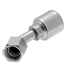 Gates JIC Female Swivel 37° cone, 45° Swept Elbow Hose Coupling, 3/8 Hose x 9/16 JIC, Short Drop