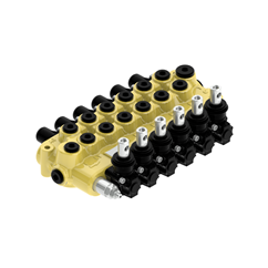 Flowfit 6 Bank Monoblock Valve, 3/8 BSP, 45 L/Min Double Acting Cylinder Spool 3 Positions