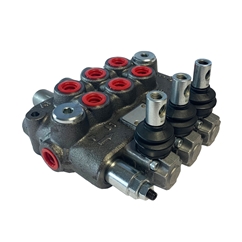 Flowfit 3 Bank Monoblock Valve, 1/2 BSP, 45 L/Min Double Acting Cylinder Spool 3 Positions