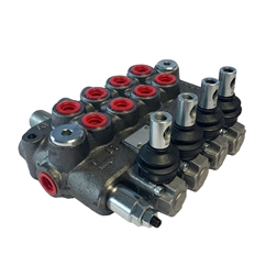 Flowfit 4 Bank Monoblock Valve, 1/2 BSP, 45 L/Min Double Acting Cylinder Spool 3 Positions
