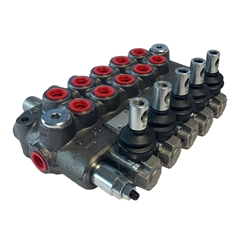 Flowfit 5 Bank Monoblock Valve, 1/2 BSP, 45 L/Min Double Acting Cylinder Spool 3 Positions