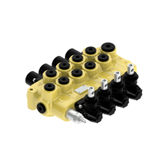 Flowfit 4 Bank Monoblock Valve, 1/2 BSP, 90 L/Min Double Acting Cylinder Spool 3 Positions