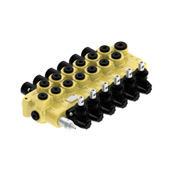 Flowfit 6 Bank Monoblock Valve, 1/2 BSP, 90 L/Min Double Acting Cylinder Spool 3 Positions