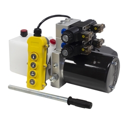Flowfit 12V DC Double Acting, Double Solenoid Hydraulic Power pack with 2.5L Tank & Back Up Hand Pump ZZ016234