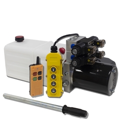 Flowfit 12V DC Double Acting, Double Solenoid Hydraulic Power pack with 4.5L Tank, Back Up Hand Pump & Wireless Remote ZZ016238