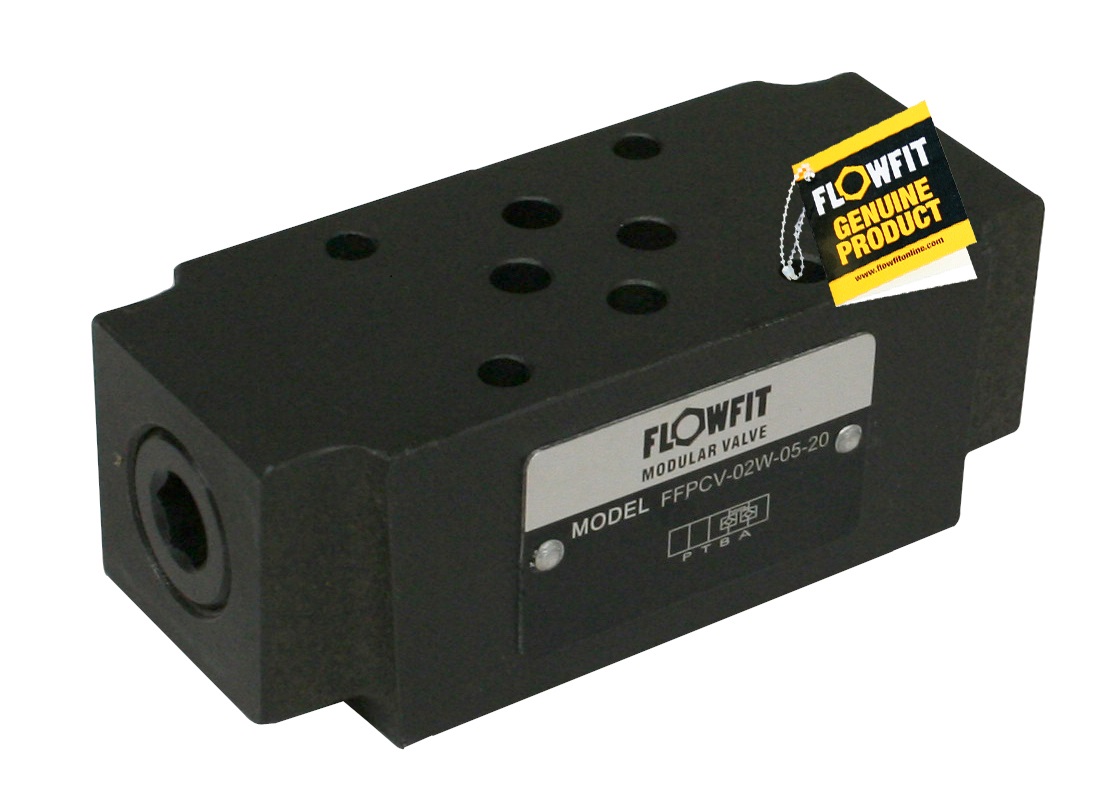 Flowfit hydraulic cetop 3 NG6 modular pilot operated check valve, cracking pressure 0.35 bar on port A