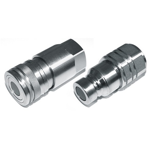 Hydraulic flat face quick release couplings set 3/8" BSP, DN06, ISO 10, 350 Bar rated, 23 L/min