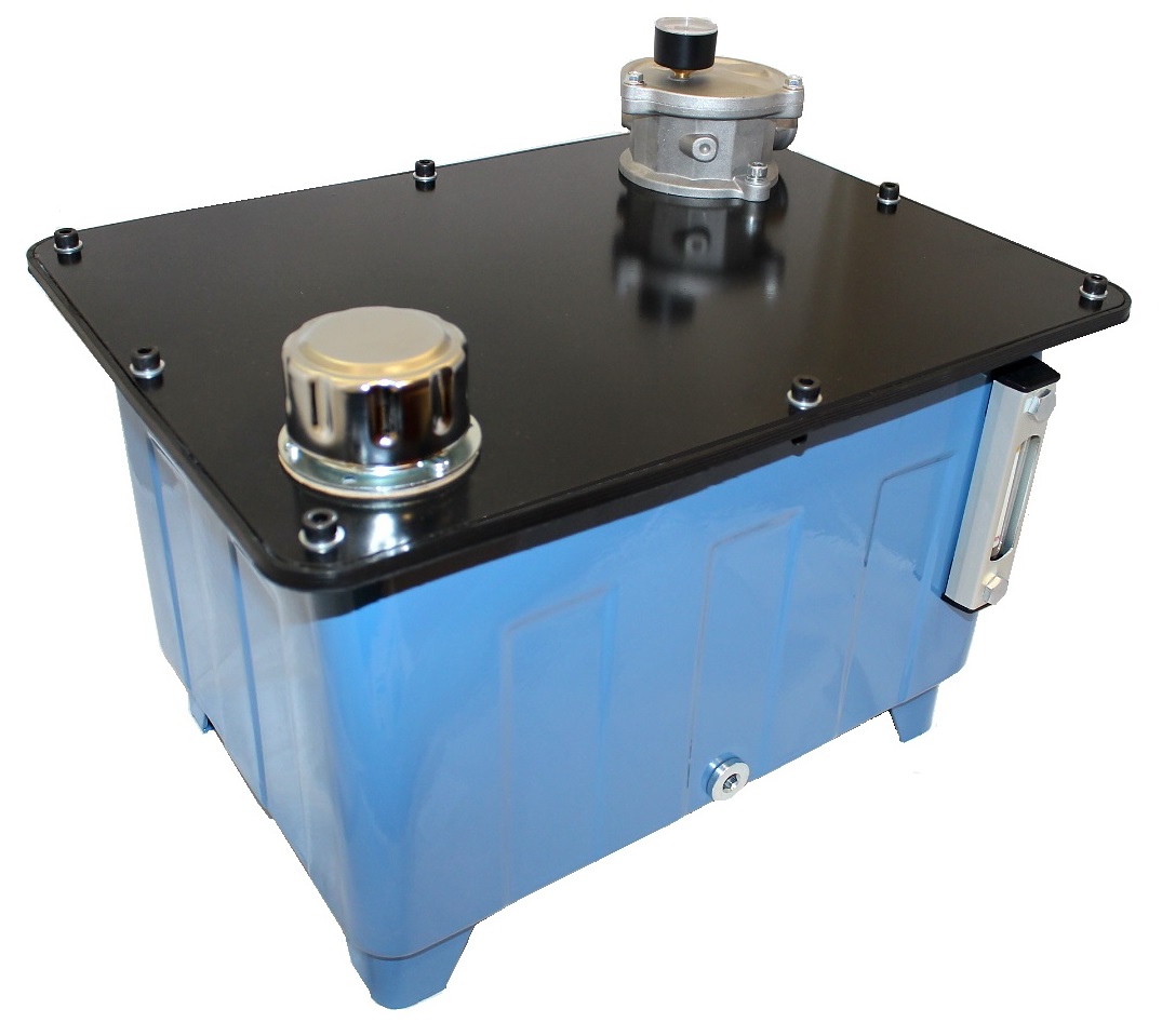 Hydraulic 25 Litre weldless steel tank with filler breather, 76mm level ind and 3/8" ported 15 L/min tanktop filter Hydraulic 25 Litre weldless steel tank with filler breather, 76mm level ind and 3/8" ported 15 L/min tanktop filter