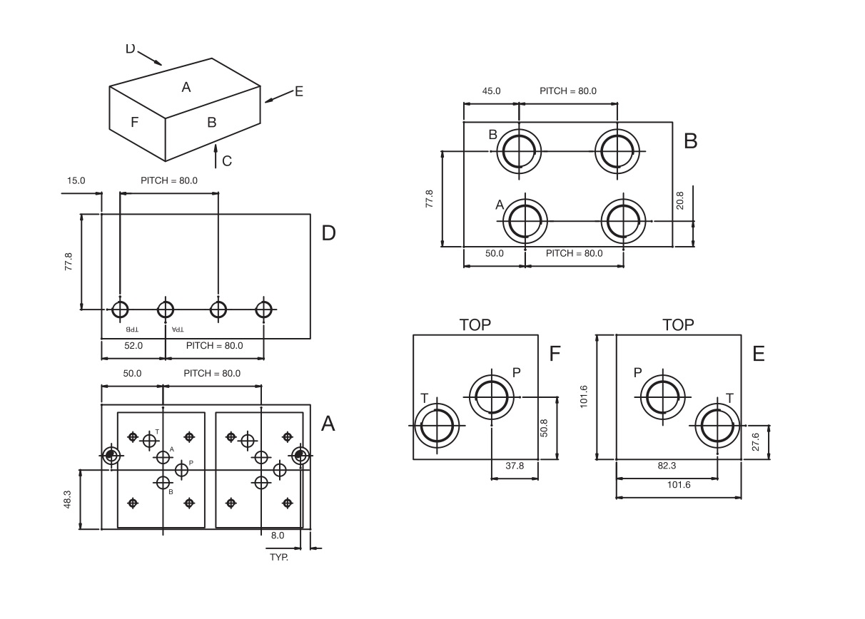 Flowfit side entry relief valve, Cetop 5, 2 station