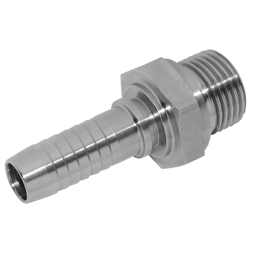 Stainless Steel Hose Fitting, Male Insert, BSPP 1/4'', hose ID 3/16''