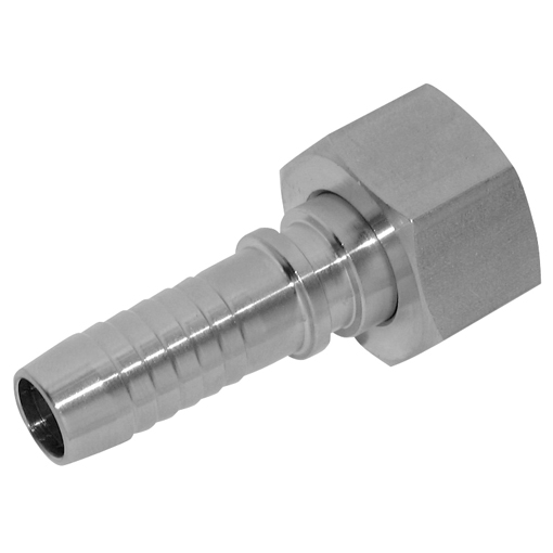 Stainless Steel Hose Fitting, Swivel Female Insert, BSPP 1/4'', hose ID 3/16''