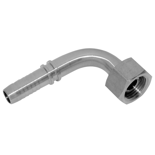 Stainless Steel Hose Fitting, Female Swept 90° Insert, BSPP 1/4'', hose ID 3/16''