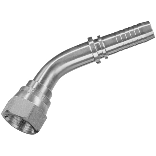 Stainless Steel Hose Fitting, Female swept 45° Insert, JIC 37° 1/2'', hose ID 1/4''