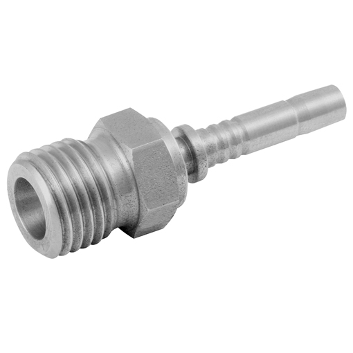 Stainless Steel Hose Fitting, Heavy Metric Male 24° M16 x 1.5, hose ID 1/4''