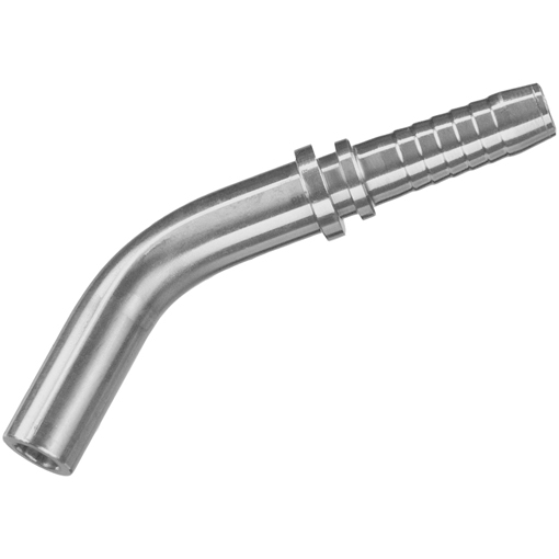 Stainless Steel Hose Fitting, Swept 45°, L Series Standpipe OD 6mm, Hose ID 1/4''