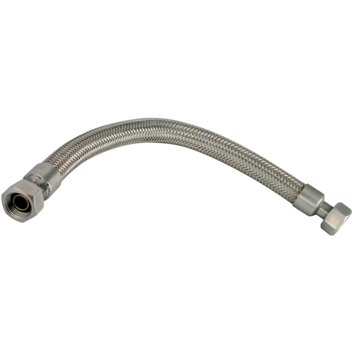 Stainless Steel Hose with Stainless Steel BSPP Ends - 1/4" BSPP, 1/4" Bore, 300mm Length