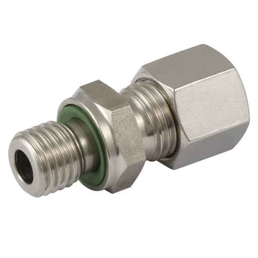 Male Stud Coupling for Tube, Stainless Steel, Tube OD x BSPP, Captive Seal, 6mm x 1/8" BSPP, L Series