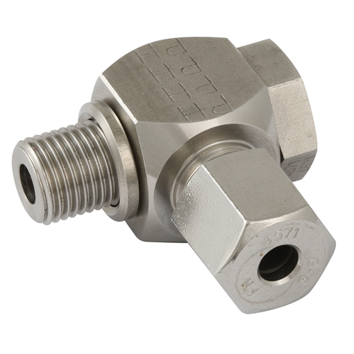 Hydraulic S Series, 1/4" BSPP, Tube OD 8mm, Metal Sealing Ring, Banjo Elbows 316 Stainless