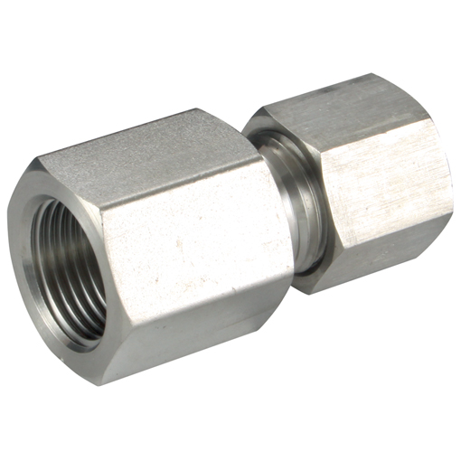 Female Stud Coupling for Tube, Stainless Steel, Tube OD x BSPP, 1/8'' x 6mm L Series