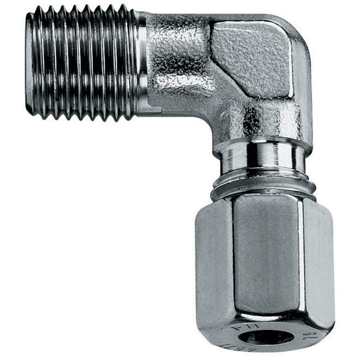 Male Stud Elbow, L Series, 1/8" BSPT, hose OD 6mm