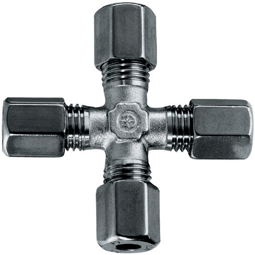 Stainless Steel Equal Cross, L Series, Tube OD 6mm