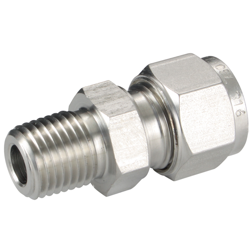 Male Connectors, Male Thread, 1/8" BSPT, Tube OD 1/8"