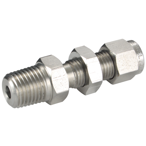 Bulkhead Male Connectors, Male Thread, 1/8" NPT, Tube OD 1/8"