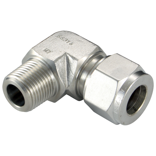 Male Elbows, Male Thread, 1/2" NPT, Tube OD 16mm 316 Stainless Steel