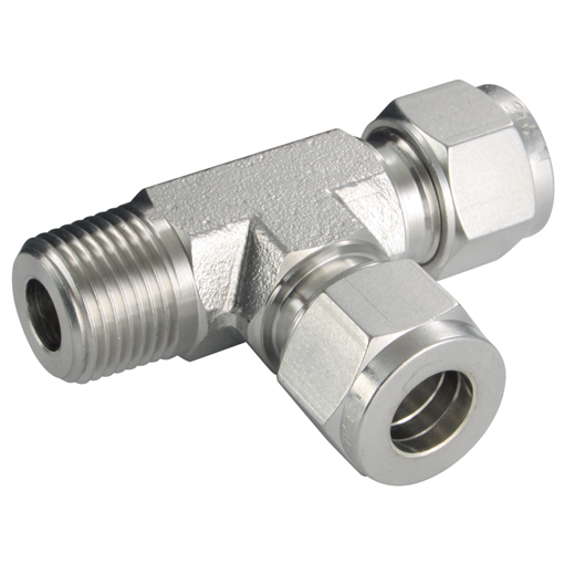 Male Run Tees, Male Thread, 1/4" NPT, Tube OD 12mm