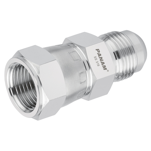 Stainless Steel Female Swivel Connector, Male UNF x Female UNF, UNF 7/16'' - 20 x 7/16'' - 20 UNF