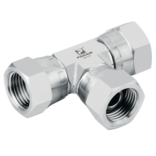 Stainless Steel Swivel Tee, Female Swivel, UNF 7/16'' -20 Hydraulic Adaptor Stainless Steel Swivel Tee, Female Swivel, UNF 7/16'' -20 Hydraulic Adaptor