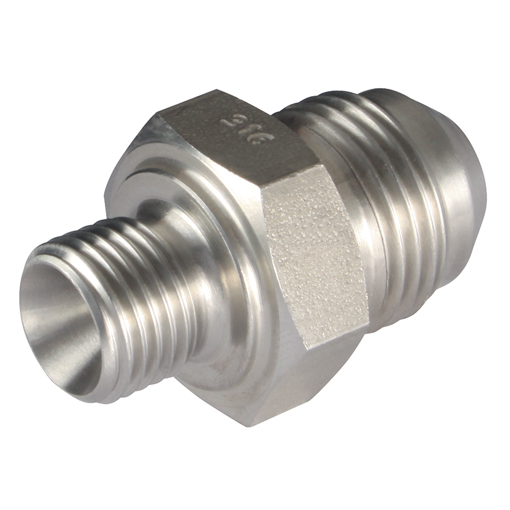 Male x Male Straight Adaptors, BSPP x JIC, Thread Size A 1/8'', Thread Size B 7/16"