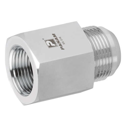 Male x Female Straight Adaptors, JIC x NPT, Male Thread Size 7/16'' -20 Female Thread Size 1/4''